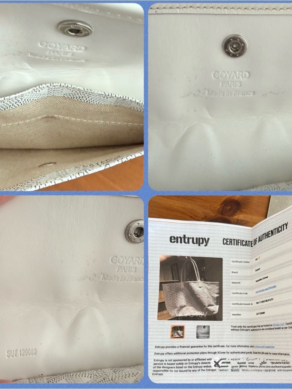 Goyard -White Chevron St Louis GM Tote with Pouch w/COA - Picture 11 of 12